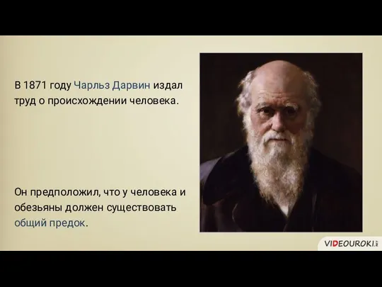 В 1871 году Чарльз Дарвин издал труд о происхождении человека. Он