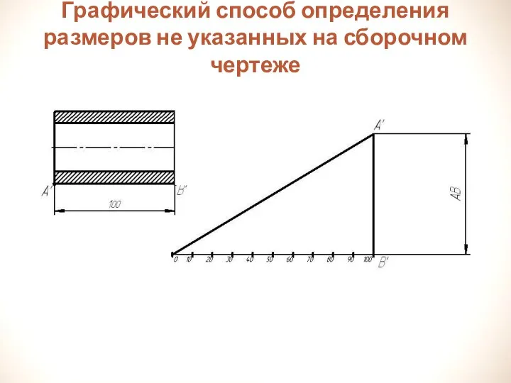 Графический способ определения размеров не указанных на сборочном чертеже