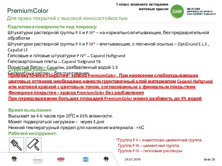 24.07.2019 PremiumColor Для ярких покрытий с высокой износостойкостью 1 класс влажного