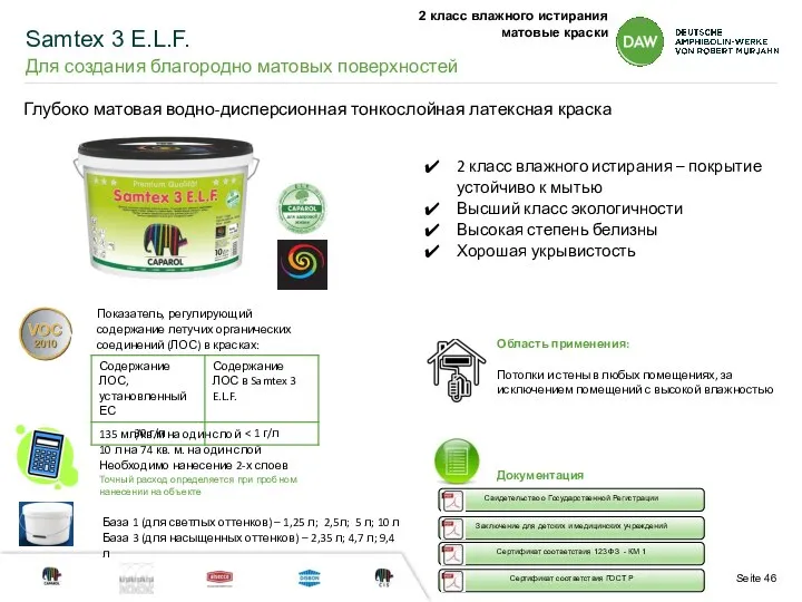 Samtex 3 E.L.F. Для создания благородно матовых поверхностей 2 класс влажного