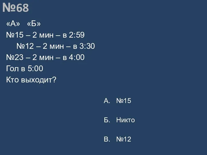 Вопрос №68 «А» «Б» №15 – 2 мин – в 2:59