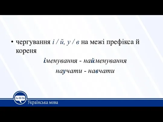 чергування і / й, у / в на межі префікса й