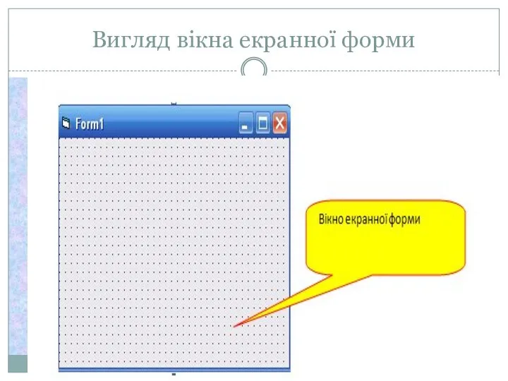 Вигляд вікна екранної форми
