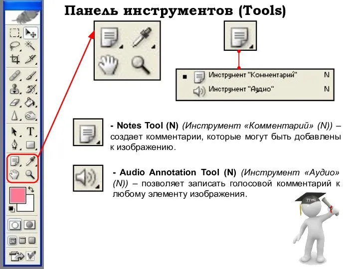 Панель инструментов (Tools) - Notes Tool (N) (Инструмент «Комментарий» (N)) –