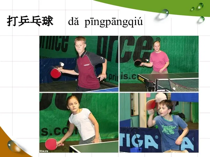 打乒乓球 dă pīngpāngqiú