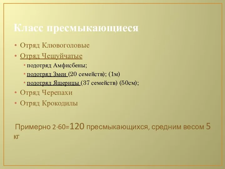 Класс пресмыкающиеся Отряд Клювоголовые Отряд Чешуйчатые подотряд Амфисбены; подотряд Змеи (20