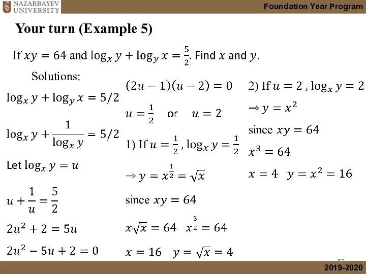 Your turn (Example 5) Solutions: