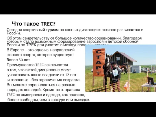 Что такое TREC? Сегодня спортивный туризм на конных дистанциях активно развивается