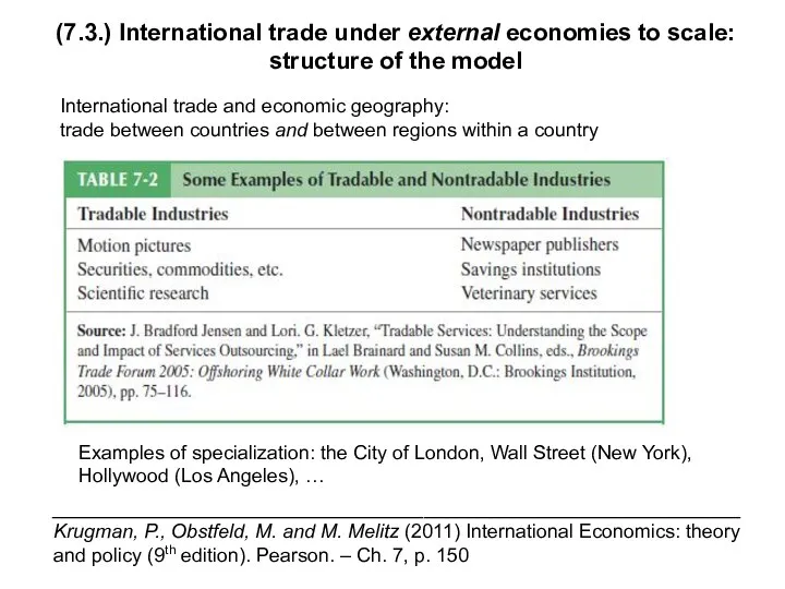 _______________________________________________________________ Krugman, P., Obstfeld, M. and M. Melitz (2011) International Economics: