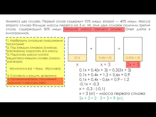 Имеется два сплава. Первый сплав содержит 10% меди, второй — 40%