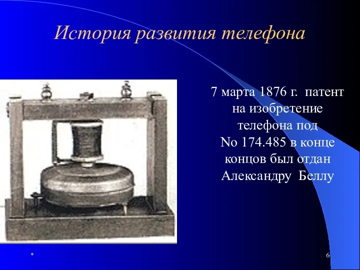 * История развития телефона 7 марта 1876 г. патент на изобретение