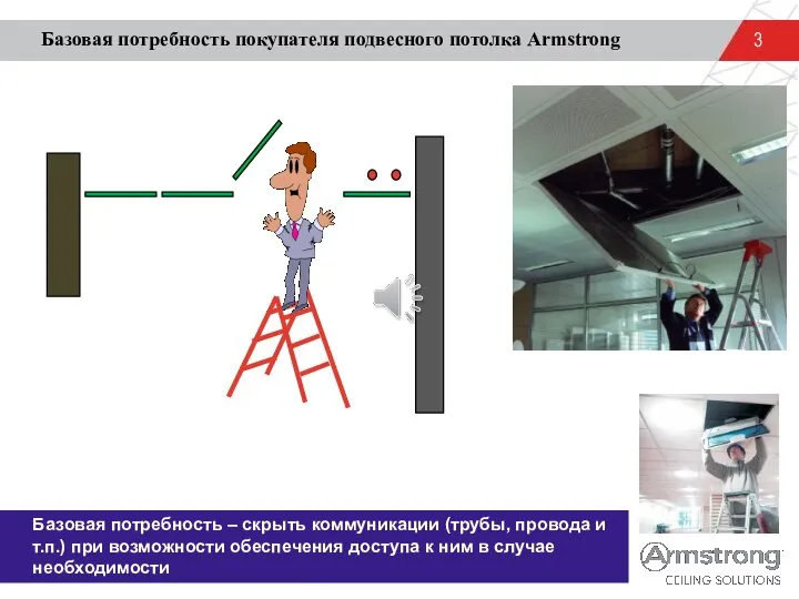 Базовая потребность покупателя подвесного потолка Armstrong Базовая потребность – скрыть коммуникации