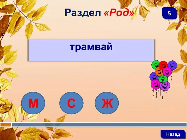 трамвай Раздел «Род» Назад 5 М С Ж