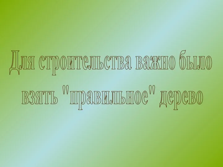 Для строительства важно было взять "правильное" дерево