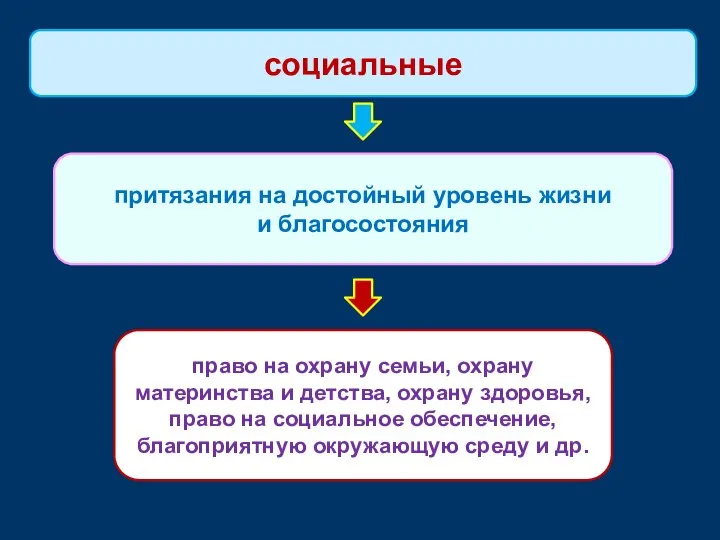 притязания на достойный уровень жизни и благосостояния социальные право на охрану