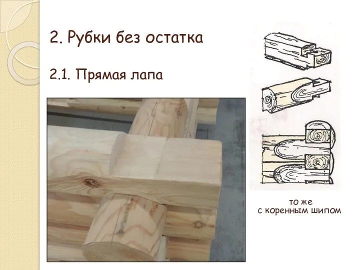 2. Рубки без остатка 2.1. Прямая лапа то же с коренным шипом