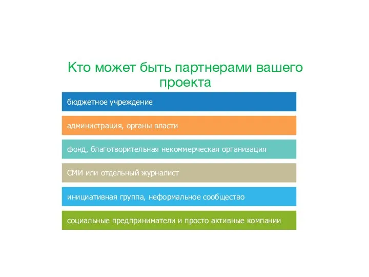 Кто может быть партнерами вашего проекта бюджетное учреждение администрация, органы власти