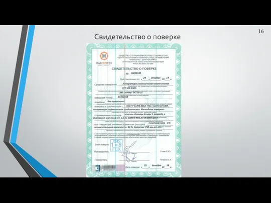 Свидетельство о поверке 16