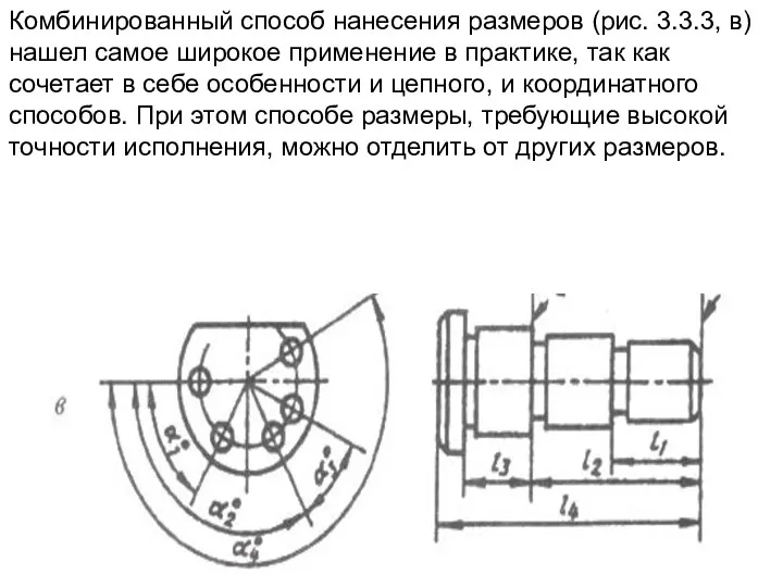 Комбинированный способ нанесения размеров (рис. 3.3.3, в) нашел самое широкое применение