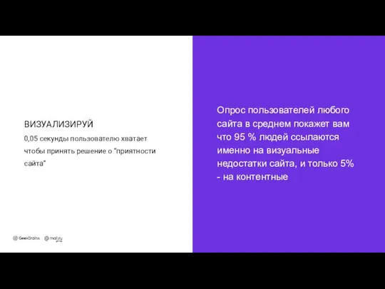 Опрос пользователей любого сайта в среднем покажет вам что 95 %