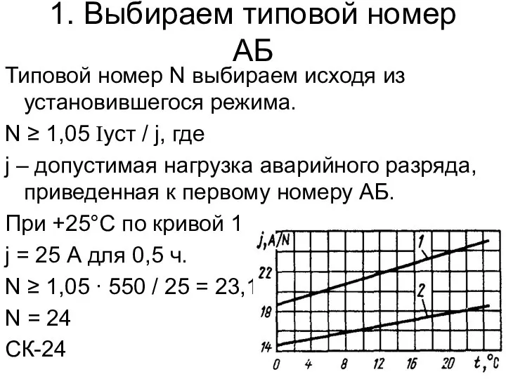 1. Выбираем типовой номер АБ Типовой номер N выбираем исходя из