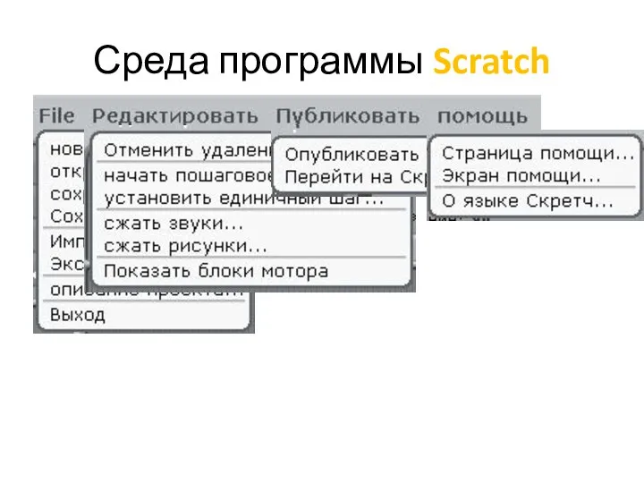 Среда программы Scratch