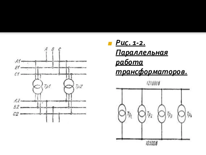 Рис. 1-2. Параллельная работа трансформаторов.