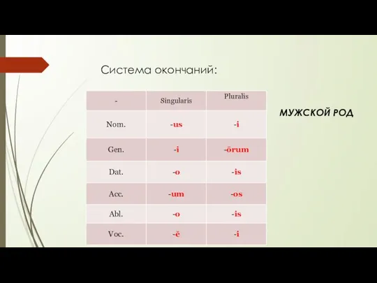 Система окончаний: МУЖСКОЙ РОД