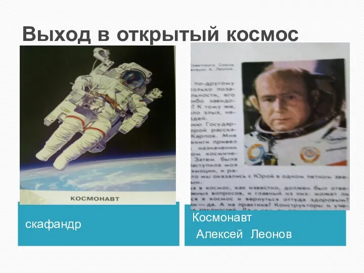 Выход в открытый космос скафандр Космонавт Алексей Леонов