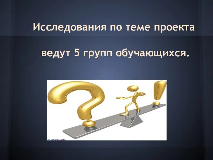 Исследования по теме проекта ведут 5 групп обучающихся.