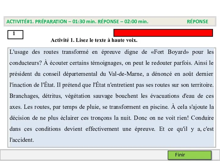 Activité 1. Lisez le texte à haute voix. ACTIVITÉ#1. PRÉPARATION –