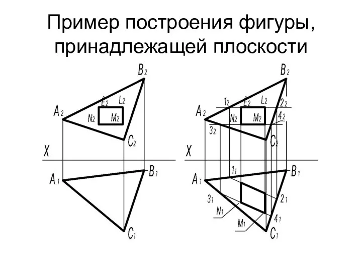 Пример построения фигуры, принадлежащей плоскости