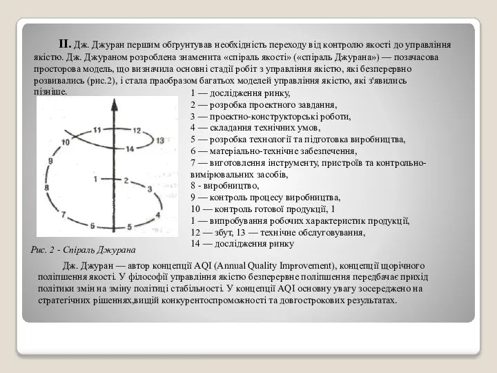 II. Дж. Джуран першим обґрунтував необхідність переходу від контролю якості до