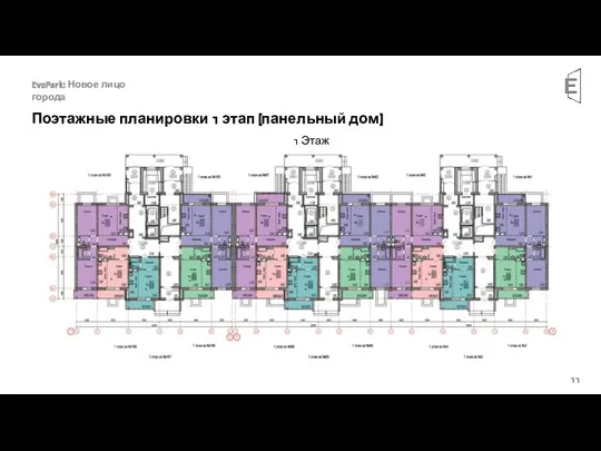 EvoPark: Новое лицо города Поэтажные планировки 1 этап (панельный дом) 1 Этаж