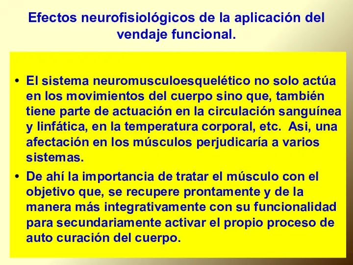 Efectos neurofisiológicos de la aplicación del vendaje funcional. El sistema neuromusculoesquelético