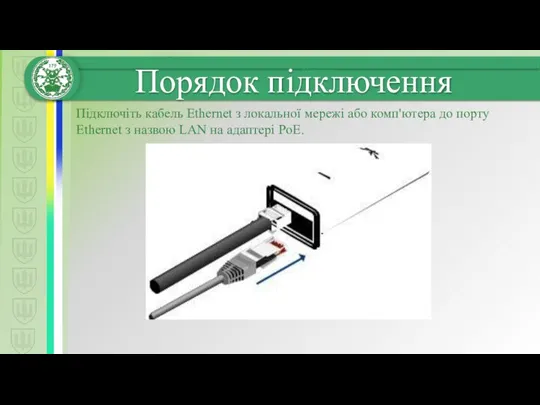 Підключіть кабель Ethernet з локальної мережі або комп'ютера до порту Ethernet