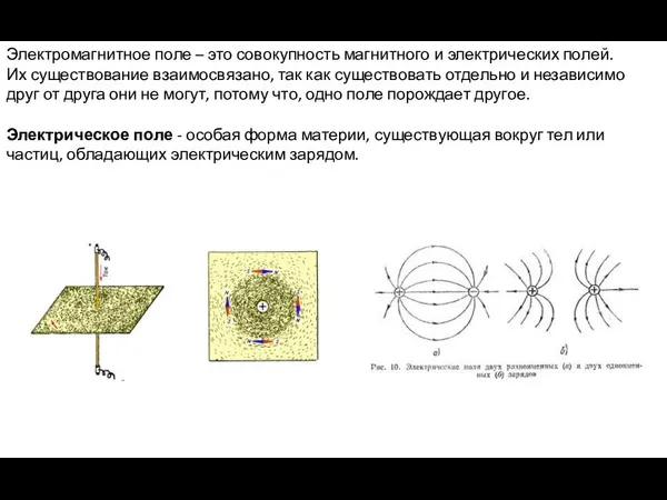 Электромагнитное поле – это совокупность магнитного и электрических полей. Их существование