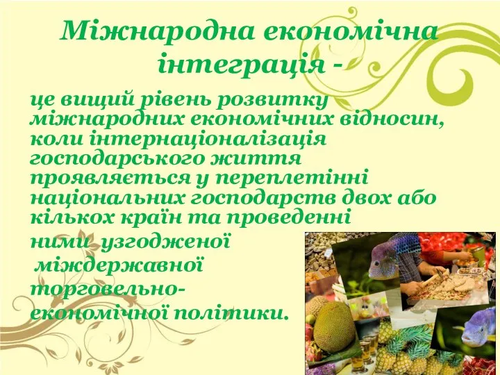 Міжнародна економічна інтеграція - це вищий рівень розвитку міжнародних економічних відносин,