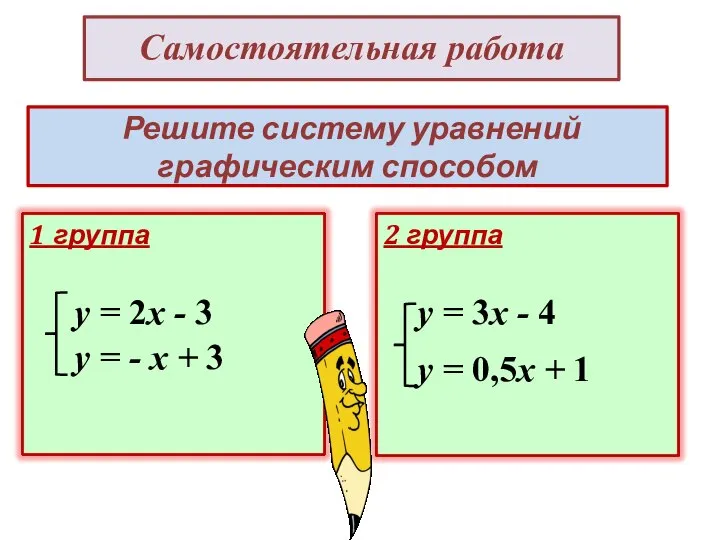 Решите систему уравнений графическим способом у = 2х - 3 у