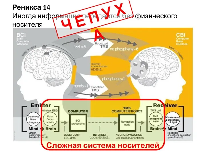 Реникса 14 Иногда информация передается без физического носителя Сложная система носителей