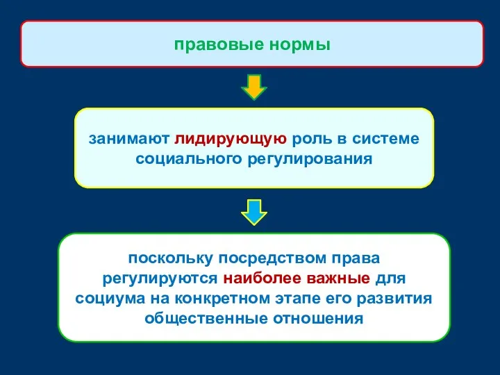 занимают лидирующую роль в системе социального регулирования правовые нормы поскольку посредством