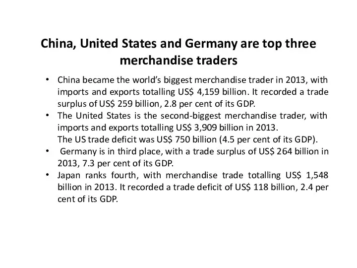 China, United States and Germany are top three merchandise traders China
