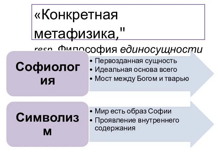 «Конкретная метафизика," resp. Философия единосущности