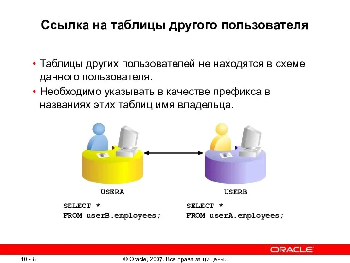 Ссылка на таблицы другого пользователя Таблицы других пользователей не находятся в