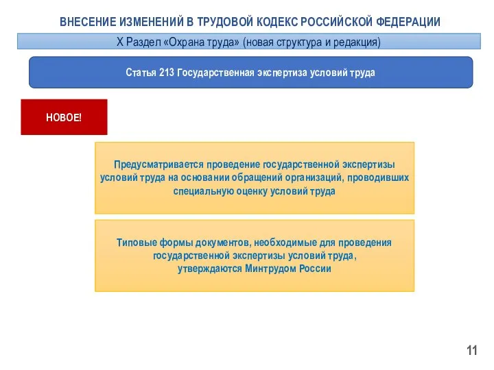 ВНЕСЕНИЕ ИЗМЕНЕНИЙ В ТРУДОВОЙ КОДЕКС РОССИЙСКОЙ ФЕДЕРАЦИИ Статья 213 Государственная экспертиза