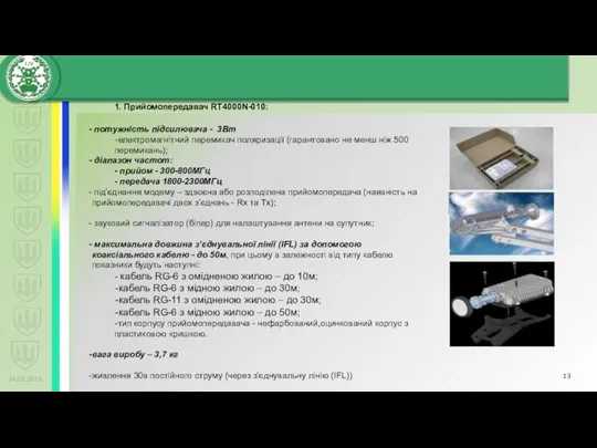 24.01.2019 1. Прийомопередавач RT4000N-010: потужність підсилювача - 3Вт електромагнітний перемикач поляризації