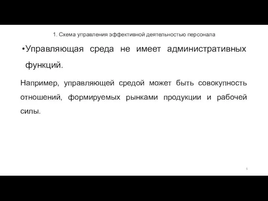 1. Схема управления эффективной деятельностью персонала Управляющая среда не имеет административных