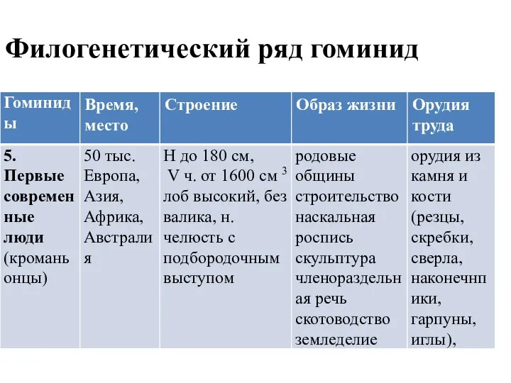 Филогенетический ряд гоминид