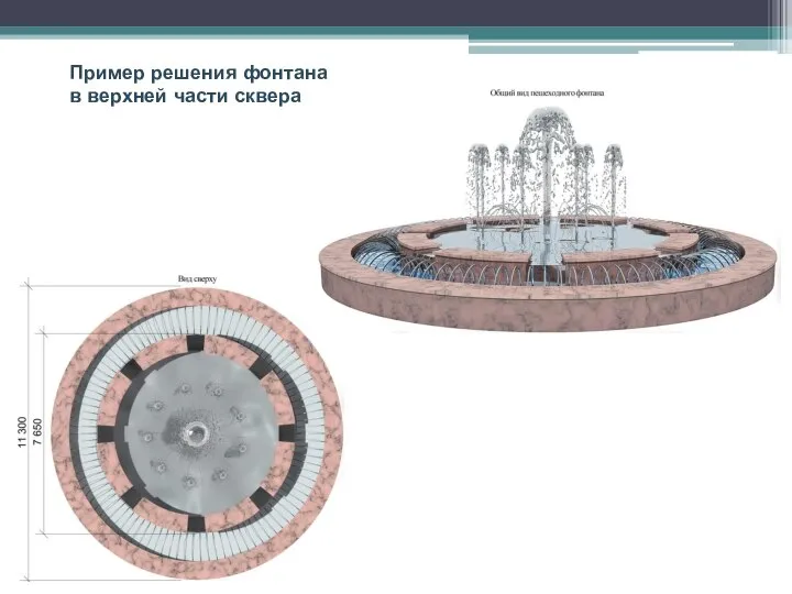 Пример решения фонтана в верхней части сквера