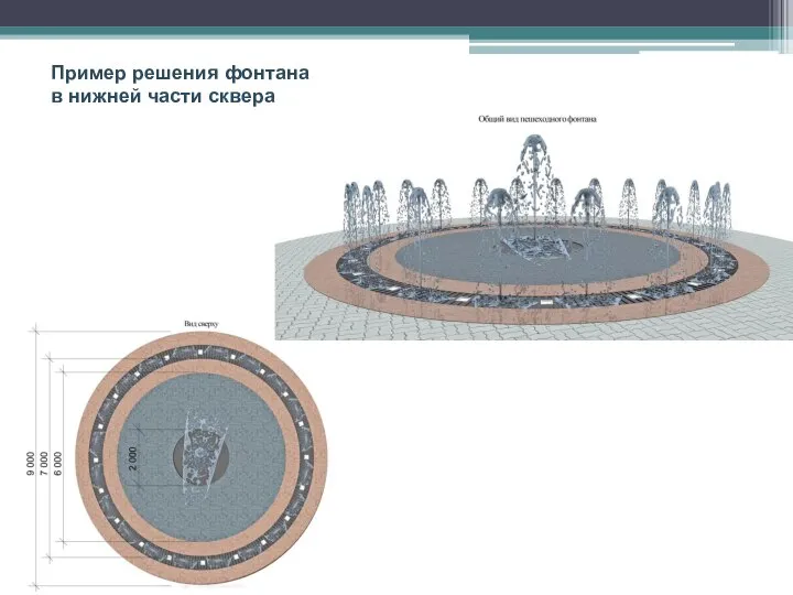 Пример решения фонтана в нижней части сквера